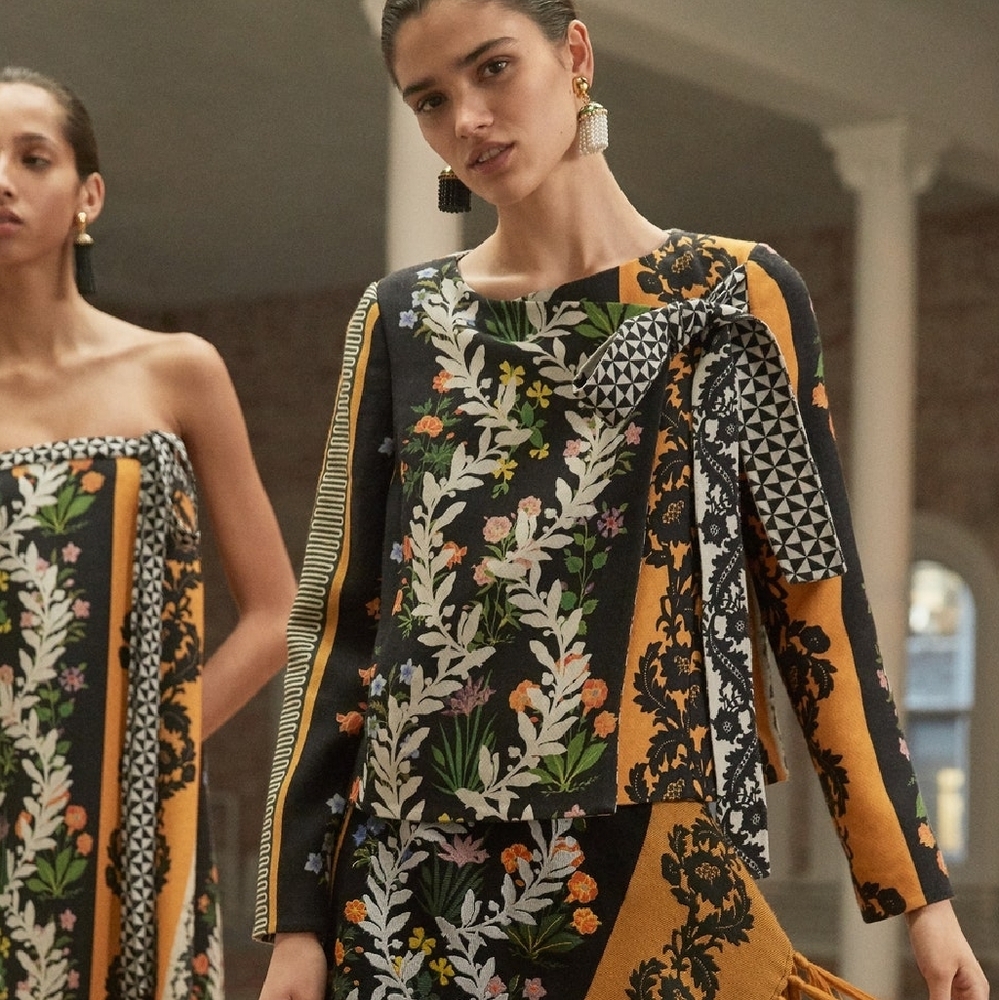 ^$2994 New Oscar De La Renta Floral Wool Runway Day Dress Tunic Us 8 Or Us 10 L View 3